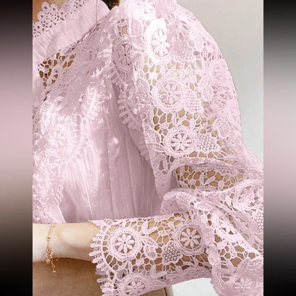 Elegant Lace Pink Blouse